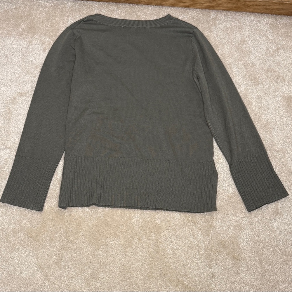 Cable & Gauge Olive Green Tunic Sweater Ribbed Trim Long Sleeve Pullover Size‎ L - Picture 4 of 8